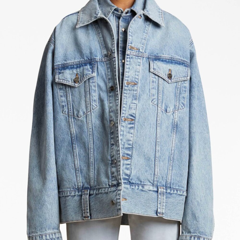 KHAITE Grizzo Oversized Denim Jacket, Size S